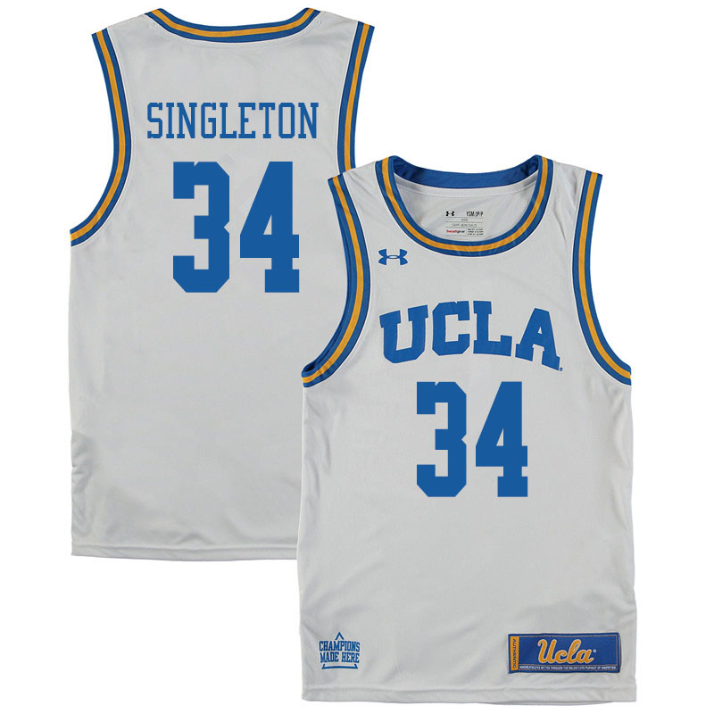 Men #34 David Singleton UCLA Bruins College Basketball Jerseys Sale-White - Click Image to Close